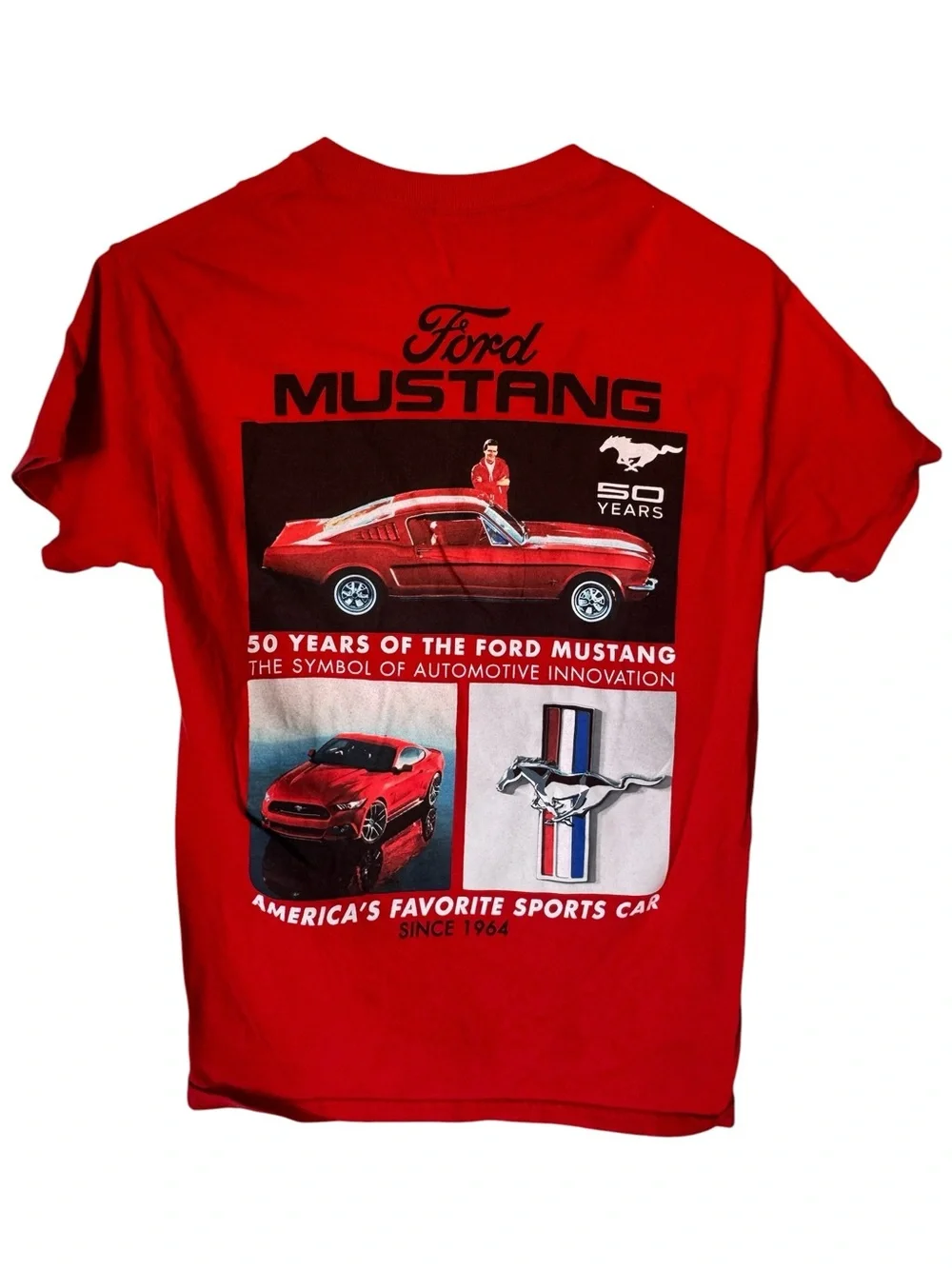 Ford Mustang Red Graphic Tee Men's S Racing Muscle Car MINTY